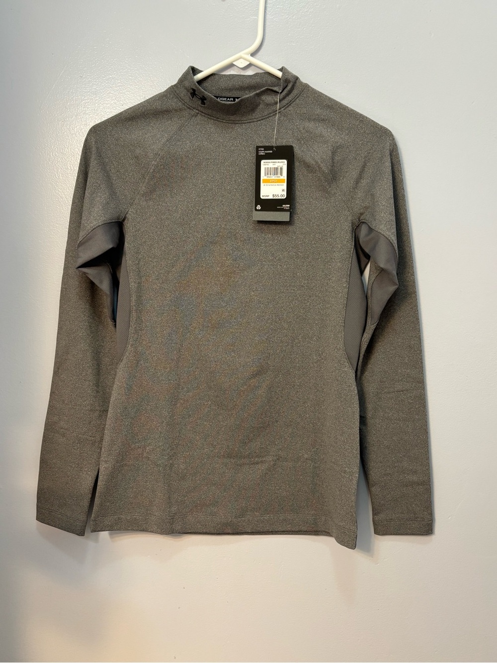 Under Armour Women's ColdGear Mock Neck Fitted Long Sleeve Shirt Small Gray NWT